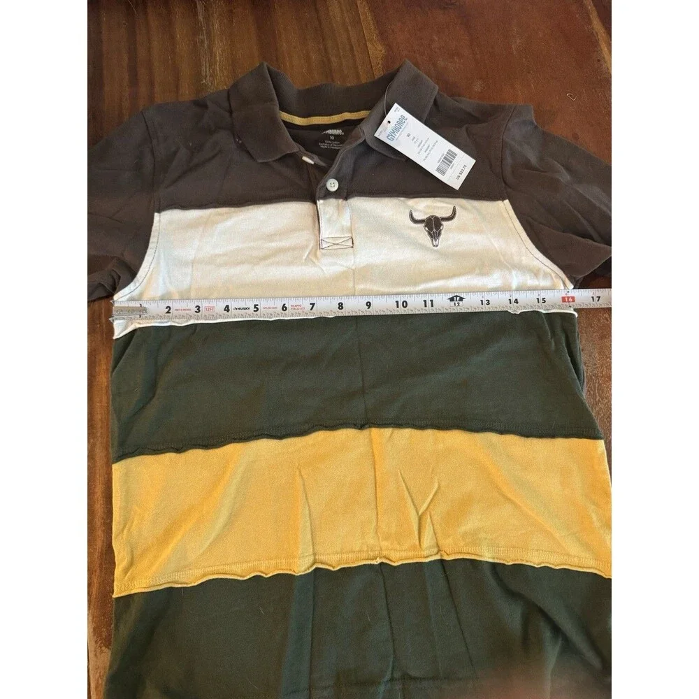 Gymboree Boys Rugby Polo Shirt size 10 Long Sleeve Colorblock Stripe Longhorn